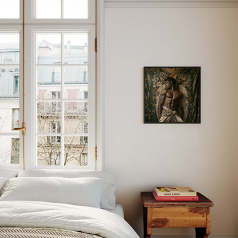 Raziel - Gay Black Angel Art Framed Canvas, Framed Artwork Muscular Angel