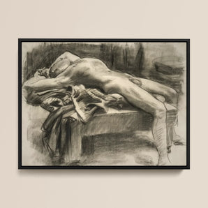 Reclining Male Nude - John Singer Sargent Framed Canvas, Framed Charcoal Nude