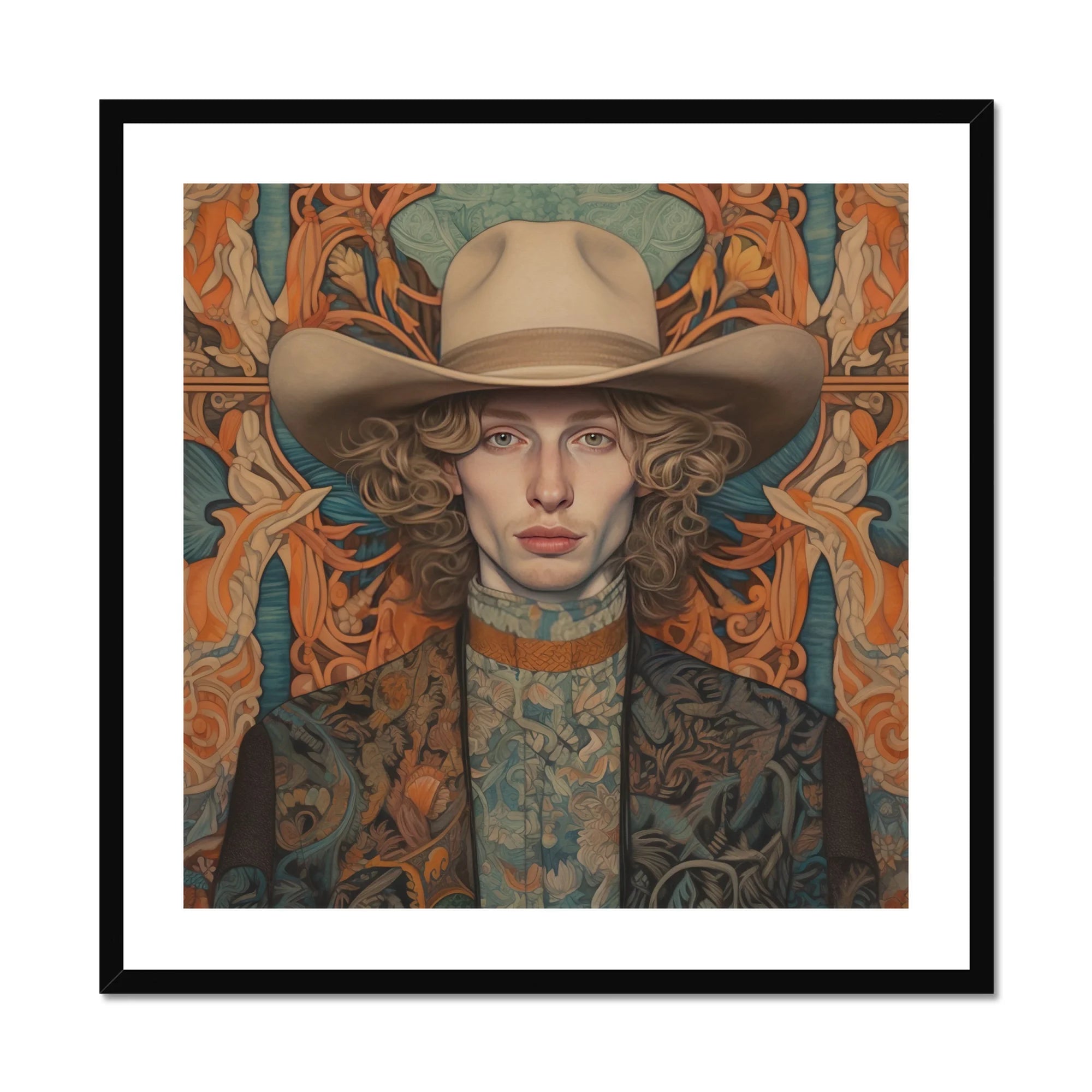 Reuben - Gay Redhead Cowboy Art Print, Framed Portrait Cowboy