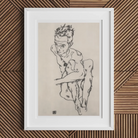 Seated Male Nude (self-portrait) - Egon Schiele Fine Art Print, Framed Egon Schiele