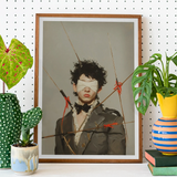 Spearhead - Gay Outlaw Dandy Art Print, Framed Painting Blindfolded Man Pierced Arrows