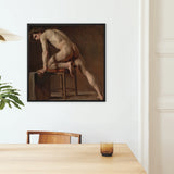 Study of a Nude Man - Gustave Courbet Framed Canvas, Framed Nude Male Figure Painting