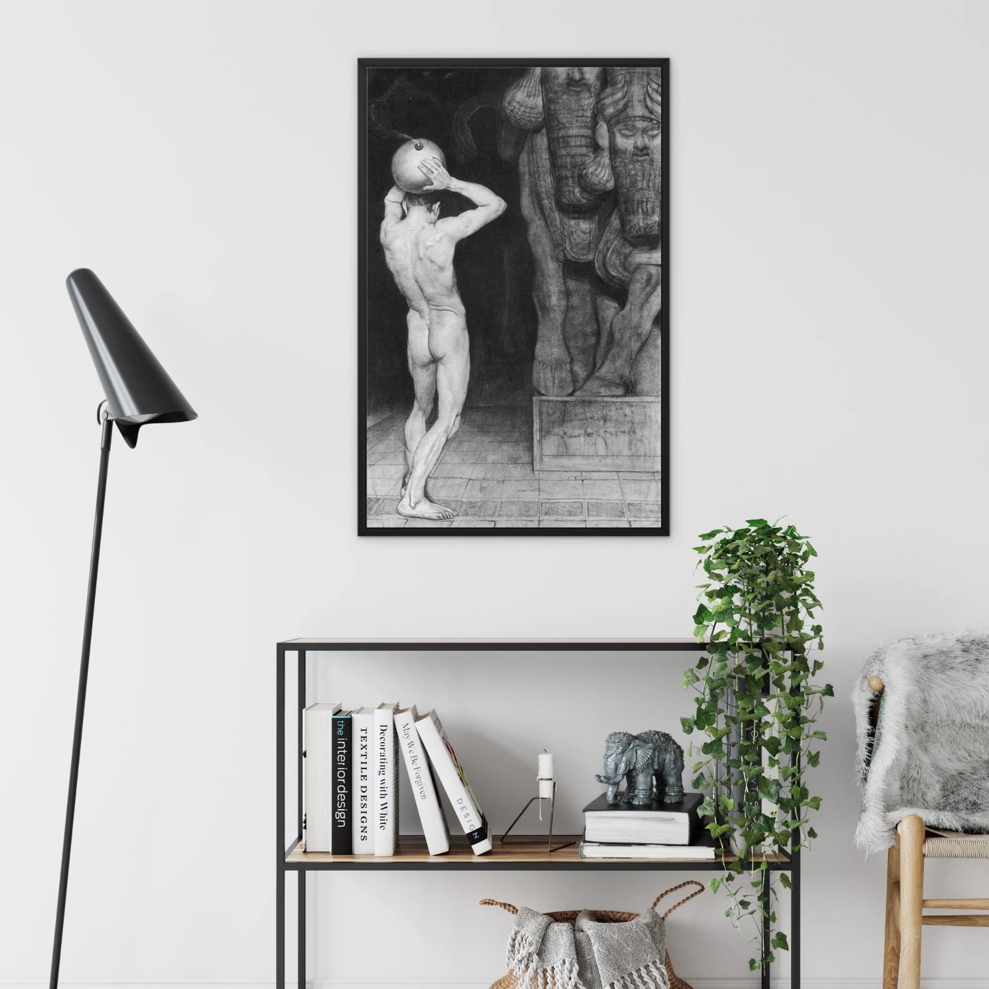 The Anarchist - Sascha Schneider Framed Canvas, Black White Artistic Photograph Nude Figure Classical Pose