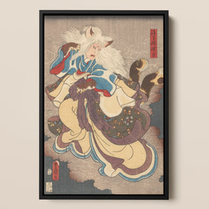 Vampire Cat of Nabeshima - Utagawa Kunisada Framed Canvas