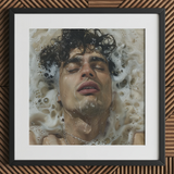 Wet Whistle - Stampa artistica onirica omoerotica sensuale / Canvas, 12x12’’ / 31x31cm / Cornice nera / Passe-partout, Poster, stampe e arte visiva,