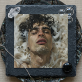 Wet Whistle - Sensual Homoerotic Dream Art Print / Canvas Square Dark Slate Plaque Printed Portrait Man, Latino, Symphony Swells Prints