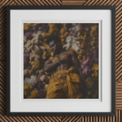 Zonked - Lowbrow Queer Black Punk Art Print, 12x12’’ / 31x31cm / Frame / 2’’ Matboard, Framed Print Figure Surrounded Plush Toys