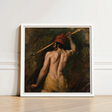 A Greek Slave - William Etty Art Print / Canvas Framed Oil Painting White Frame Muscular Man Red Homoerotic, Prints
