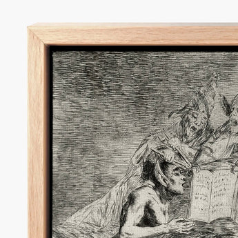 A Naked Witch Carried on the Shoulders of Monster - Francisco De Goya Art Print / Canvas Light-colored Wooden Frame Black-and-white