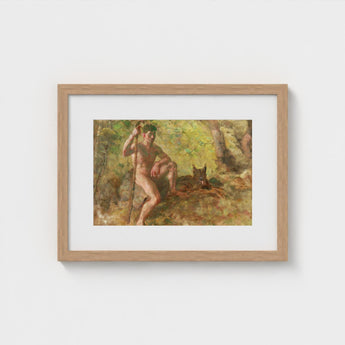 A Nude Male with Dog in Forest - Julius Paulsen Fine Art Print / Canvas, Paulsen’s Oils Burn, Feral Daylight Prints