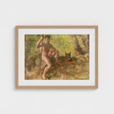 A Nude Male with Dog in Forest - Julius Paulsen Fine Art Print / Canvas, Paulsen’s Oils Burn, Feral Daylight Prints