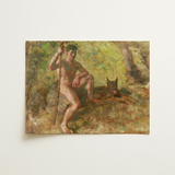 A Nude Male with Dog in Forest - Julius Paulsen Fine Art Print / Canvas, Paulsen’s Oils Burn, Feral Daylight Prints