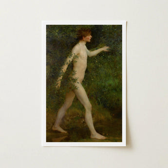 A Woodland Bather - Henry Scott Tuke Art Print / Canvas Framed Reproduction Classical Painting Nude Male Figure Reddish-brown, Moves, Prints