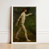 A Woodland Bather - Henry Scott Tuke Art Print / Canvas Framed Painting Nude Figure Dense Green Foliage Rendered, Moves, Prints