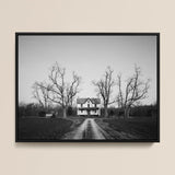 Abandoned Home in Rural Maryland - Carol M. Highsmith Art Print / Canvas Black-framed Black-and-white Photograph Farmhouse Bare Trees,