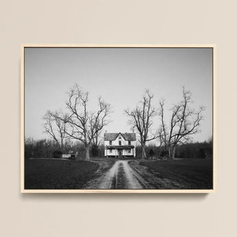 Abandoned Home in Rural Maryland - Carol M. Highsmith Art Print / Canvas Black-and-white Framed Photograph Farmhouse Bare Trees Set