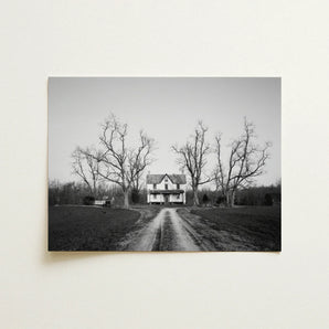 Abandoned Home in Rural Maryland - Carol M. Highsmith Art Print / Canvas Black-and-white Photographic Two-story Farmhouse Gabled Roof