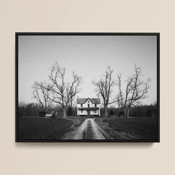 Abandoned Home in Rural Maryland - Carol M. Highsmith Framed Canvas, 16x12’’ / 41x31cm / Black Floating Frame, Framed Black White