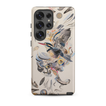 Above & Beyond - Surreal Kingfisher Art Phone Case Samsung Galaxy S25 Ultra / Matte Sleek Beige Vibrant Artistic Illustration, Iphone,