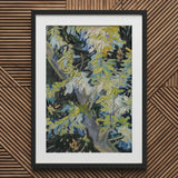Acacia Branches - Vincent Van Gogh Art Print / Canvas Black Framed Artwork White Mat Green Foliage Design Goh, Hums, Prints