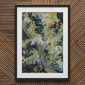 Acacia Branches - Vincent Van Gogh Art Print / Canvas Black Framed Artwork White Mat Green Foliage Design Goh, Hums, Prints