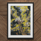 Acacia Branches - Vincent Van Gogh Art Print / Canvas Black Framed Yellow Flower Print White Vincent Gogh Art Print, Light Fractures,