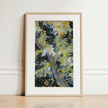 Acacia Branches - Vincent Van Gogh Art Print / Canvas Framed Abstract Painting Bold Brushstrokes Green Blue White Vincent Goh Art Print,