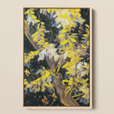 Acacia Branches - Vincent Van Gogh Art Print / Canvas Vibrant Yellow White Floral Painting Light Wood Frame, Fractures, Petals Shaped Prints