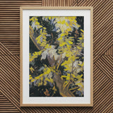Acacia Branches - Vincent Van Gogh Art Print / Canvas Wooden Framed Yellow Flower Painting Wall Wooden-framed Artwork, Light Fractures,