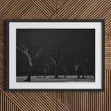 Acacia Trees of Deadvlei Art Print / Canvas Framed Black White Photograph Dead Desolate Landscape Skeletal, Namib-naukluft Park, Salt-white