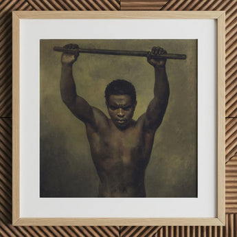 Academy Study of a Man - French School 19th c Art Print / Canvas Framed Oil Painting Muscular Black Short Dark Academic, Life, Raw