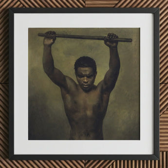 Academy Study of a Man - French School 19th c Art Print / Canvas Framed Oil Painting Muscular Black Short Dark Academic, Life, Raw