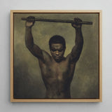 Academy Study of a Man - French School 19th c Art Print / Canvas Square-framed Oil Painting Muscular Black Dark Skin Academic, Life, Raw
