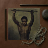 Academy Study of a Man - French School 19th c Art Print / Canvas Square Painting Muscular Black Dark Skin Academic, Life, Raw Iron-brown