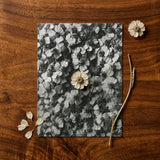 Rectangular Black-and-white Floral Postcard Dense Pattern Zinnia Blossoms Karl Blossfeldt, Achillea Millefolium, Monochromatic Tapestry
