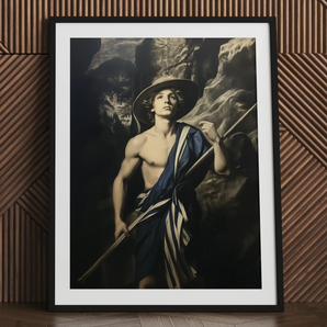 Achillean Beat - Gay Explorer Art Print / Canvas, 24x32’’ / 61x81cm / Black Frame / Matboard, Posters Prints & Visual Artwork, Toby Leon