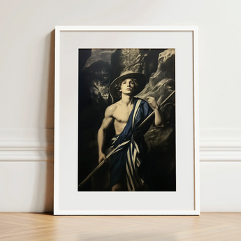 Achillean Beat - Gay Explorer Art Print / Canvas, 12x16’’ / 31x41cm / White Frame / Matboard, Posters Prints & Visual Artwork, Toby Leon
