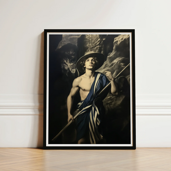 Framed Portrait Young Man Classical Attire Wide-brimmed Hat Gay Explorer Art, Queer Fantasies Collide, Achillean Beat