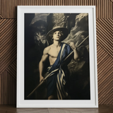 Achillean Beat - Gay Explorer Art Print / Canvas 24x32’’ / 61x81cm / White Frame / Matboard White-framed Artwork Classical Painting Young