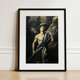 Achillean Beat - Gay Explorer Art Print / Canvas Black-framed Classical Painting Young Man Blue, Queer Fantasies Collide, Prints