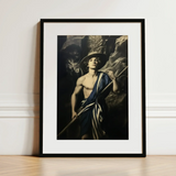 Achillean Beat - Gay Explorer Art Print / Canvas Black-framed Art Print Classical Painting Young Man Blue Gay Explorer Art, Queer Fantasies