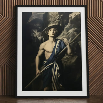 Achillean Beat - Gay Explorer Art Print / Canvas Black-framed Classical Painting Young Man Wide-brimmed, Queer Fantasies Collide, Prints