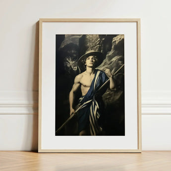Achillean Beat - Gay Explorer Art Print / Canvas Framed Classical Male Figure Blue White, Queer Fantasies Collide, Prints