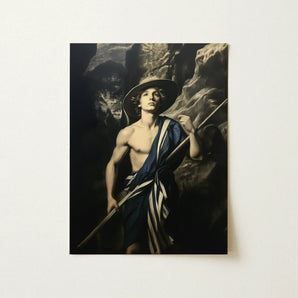 Achillean Beat - Gay Explorer Art Print / Canvas Framed Reproduction Classical Painting Young Man Wide-brimmed Hat, Queer Fantasies
