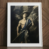 Achillean Beat - Gay Explorer Art Print / Canvas White-framed Artwork Classical Painting Young Man Wide-brimmed Hat, Queer Fantasies