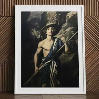 Achillean Beat - Gay Explorer Art Print / Canvas White-framed Artwork Classical Painting Young Man Wide-brimmed Hat, Queer Fantasies