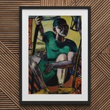 Acrobate au trapèze - Tirage d’art de Max Beckmann. /canvas, 20x30’’ / 51x76cm / Impression / Cadre noir / Passe-partout, Affiches imprimées & visuel