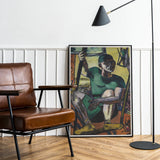 Acrobat on the Trapeze - Max Beckmann Art Print / Canvas Framed Painting Person Green Clothing Colorful Abstract Beckmann’s, Performer’s