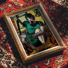 Acrobat on the Trapeze - Max Beckmann Art Print, Framed Painting Person Green Outfit Angular Stylized Pose