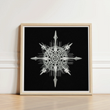 Actiniae - Ernst Haeckel Ocean Life Art Print / Canvas Framed Black-and-white Artwork Intricate Metallic Silver Snowflake Design Haeckel’s,